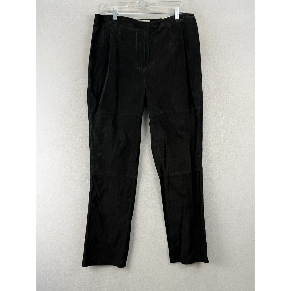 St. John's Bay Black Suede Leather Pants Womens Vintage 90s High Waist Straight